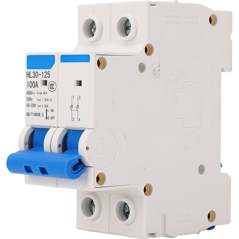 Pc-trennschalter, 2-poliger Hl30 125 Hauptschalter, Mini-haushaltsfunktions-trennschalter, 100 A 400 V Trennschalter