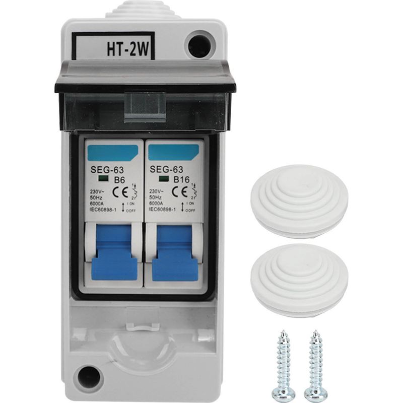 Miniatur-leitungsschutzschalter (mcb), 2-polig, Fehlerstromschutzschalter, 230 V, 6 A, 16 A, Wasserdichter Stromverteilerkasten