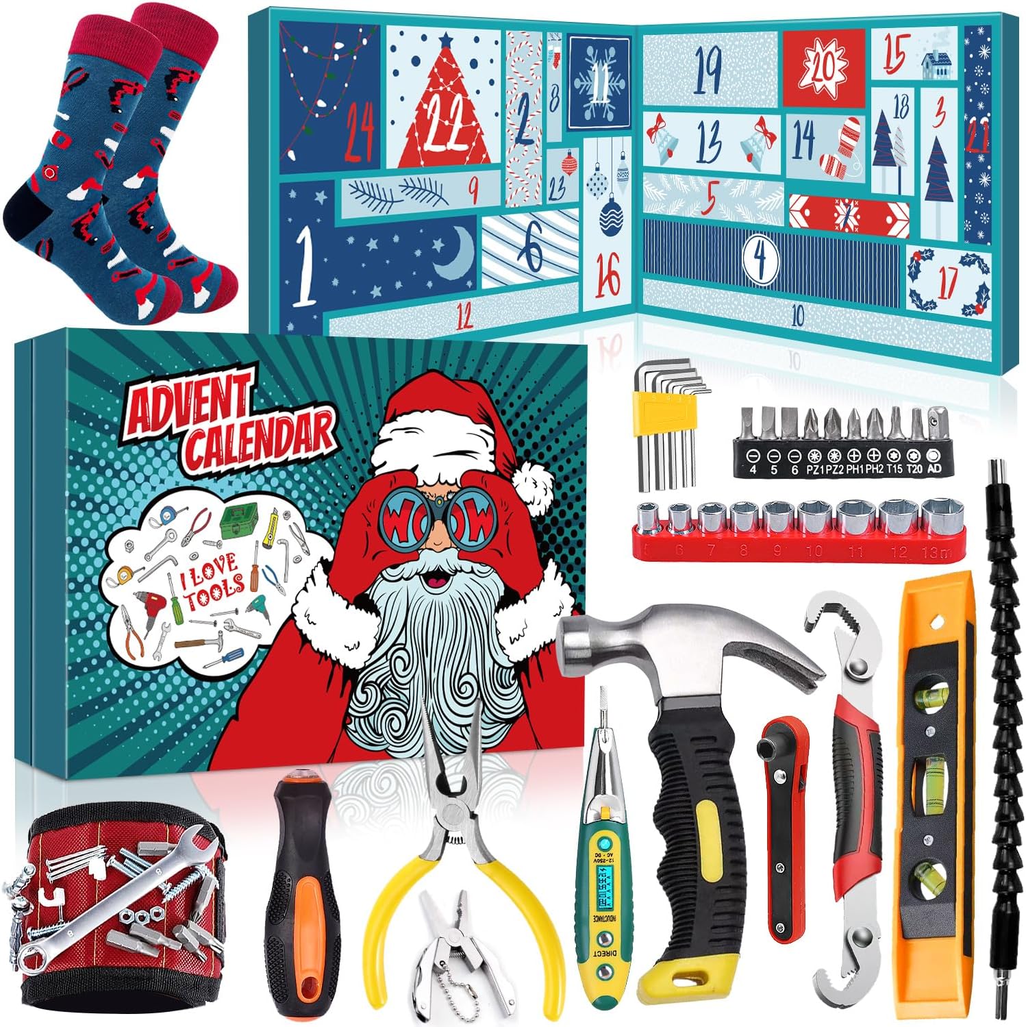 Adventskalender Werkzeuge Teenager Junge Männer 2026 Weihnachtskalender 24 Stück Nützliche Gadgetskalender Werkzeugekalender Überraschunggeschenk Für Ihn
