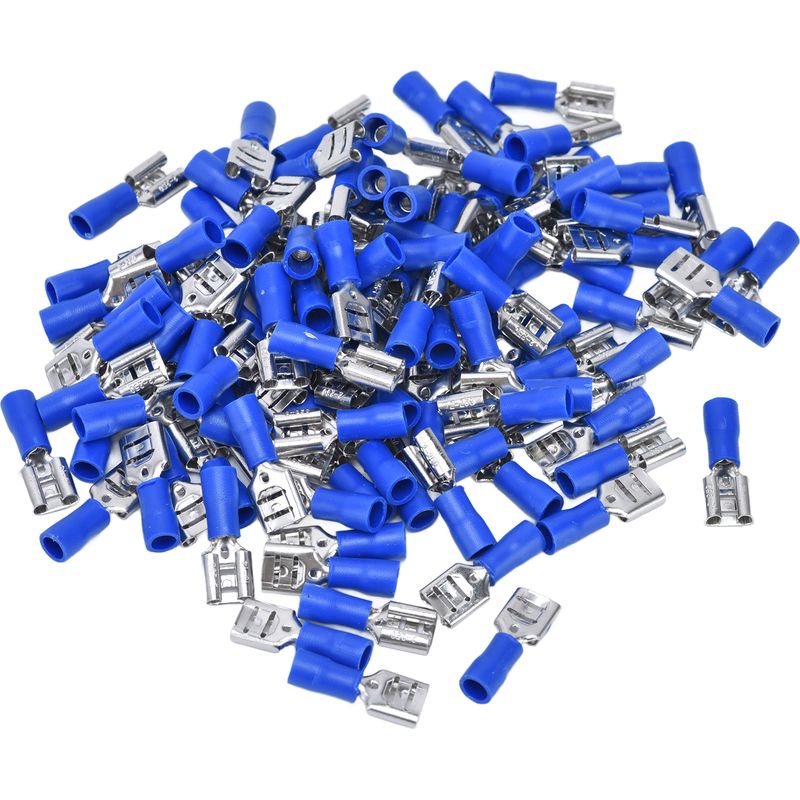 Fdd2250 Flachsteckverbinder, 100 Stück, Weibliche Leitung Mit Isolierender Hülle Für 1,5–2,5 Mm Kabel (blau)