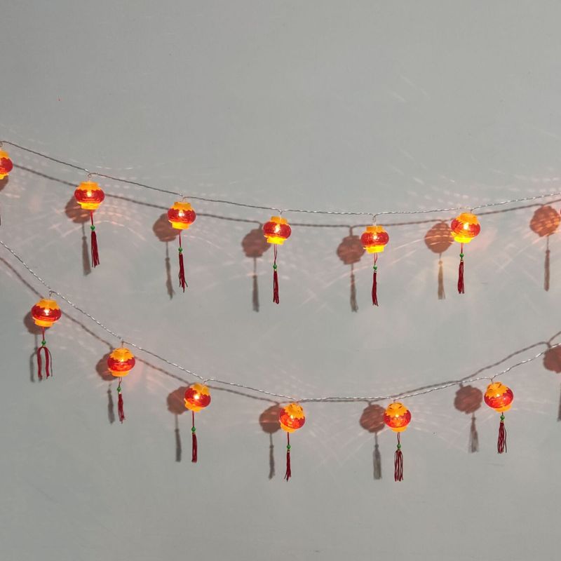 Rote Laternen-lichterkette, Wasserdichte Chinesische Laternen-lichterkette Für Den Garten (mit Quaste, 3 Meter/9,8 Fuß, 20 Lichter)