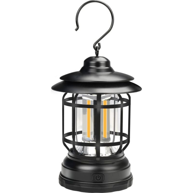 Tragbare Led-campinglaterne Im Retro-stil, Außenbeleuchtung, Akku-aufladung, Superhelle Led-campinglampe Im Retro-pferde-stil Zum Wandern (schwarz)