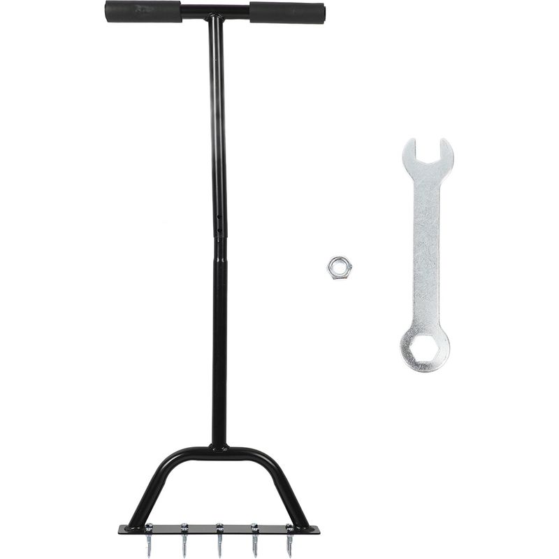 Höhenverstellbarer, Manueller Rasenlüfter Für Verdichtete Böden Und Rasenflächen. Manueller Lüfter Mit 10 Zinken.