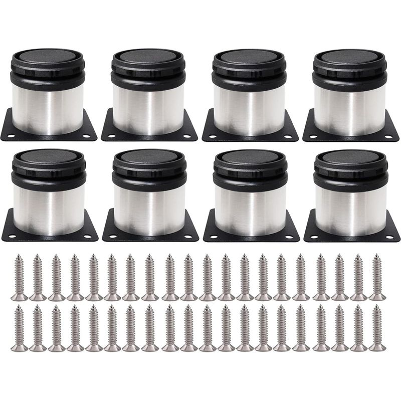 Höhenverstellbare Möbelfüße, 8 Stück – Edelstahl, Inklusive Schrauben – Höhenverstellbar Von 0 Bis 15 Mm – Für Sofas, Tische, Schränke