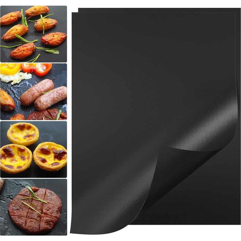 Grillmatte, 40 X 30 Cm Grillmatte, Antihaft-grillpapier-ofenmatte (2 Stück, Schwarz)
