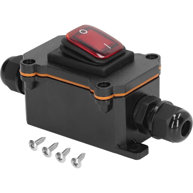 Inline-kabelschalter, 4-polig, 2-positionen, Mit Wipptaste, Ip65 Wasserdicht, Ein/aus, Rote Externe Wipptaste