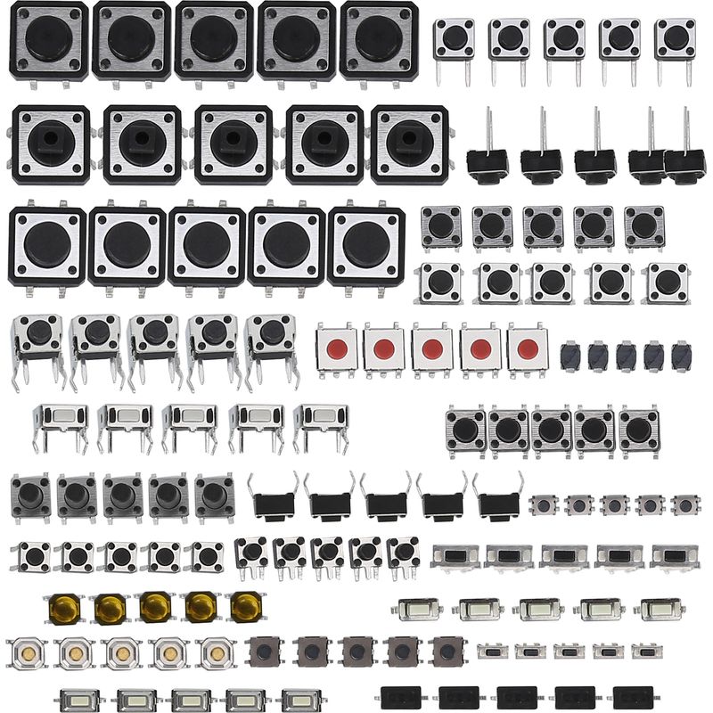 Sortimentssatz Taktiler Drucktaster, 25 Werte, 12 V, 50 Ma, Kurzzeitige Mikroberührung, 125 Stück