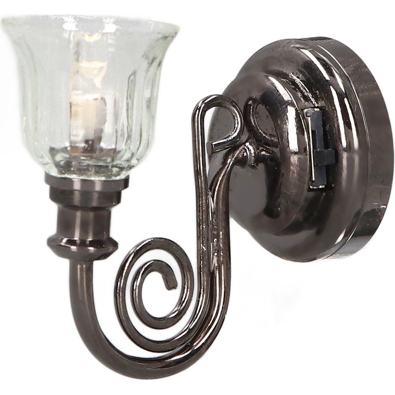 1:12 Pollhouse Wandleuchte, Led-warmlicht, Vintage-miniatur-wandleuchte Aus Metall Mit Batterie