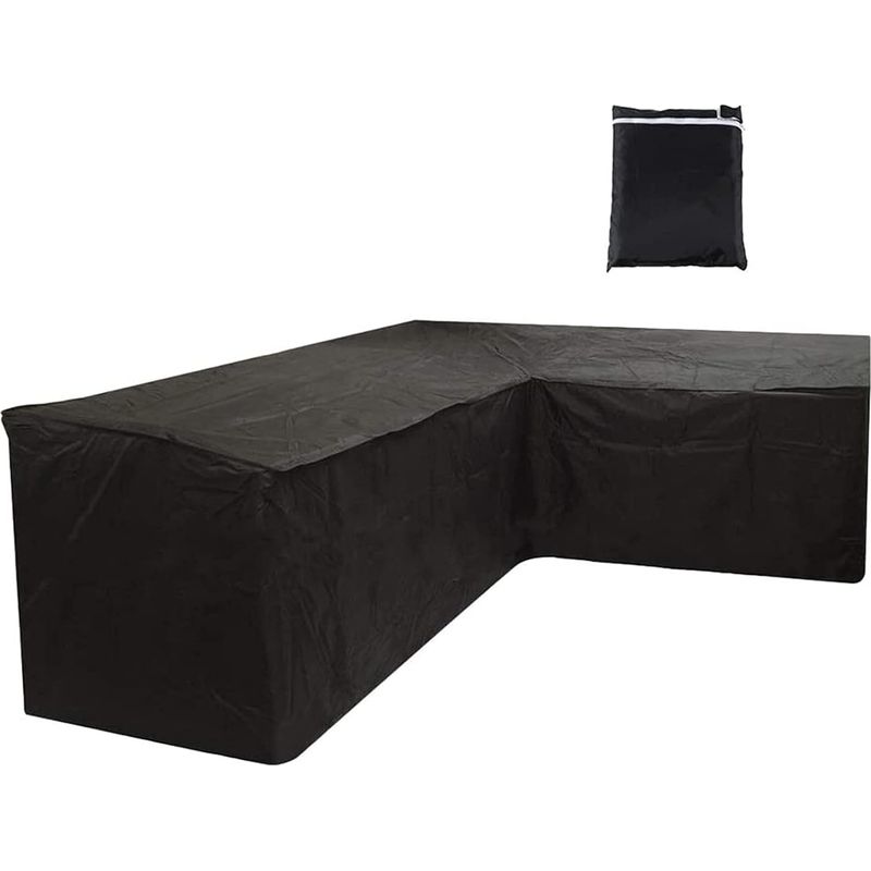 Ecksofa-überzug, L-förmige Gartenmöbelabdeckung, Wasserdichter Oxford-gewebe-überzug Für L-förmige Gartensofas, Uv-beständig, Schwarz, 192 X 260 Cm