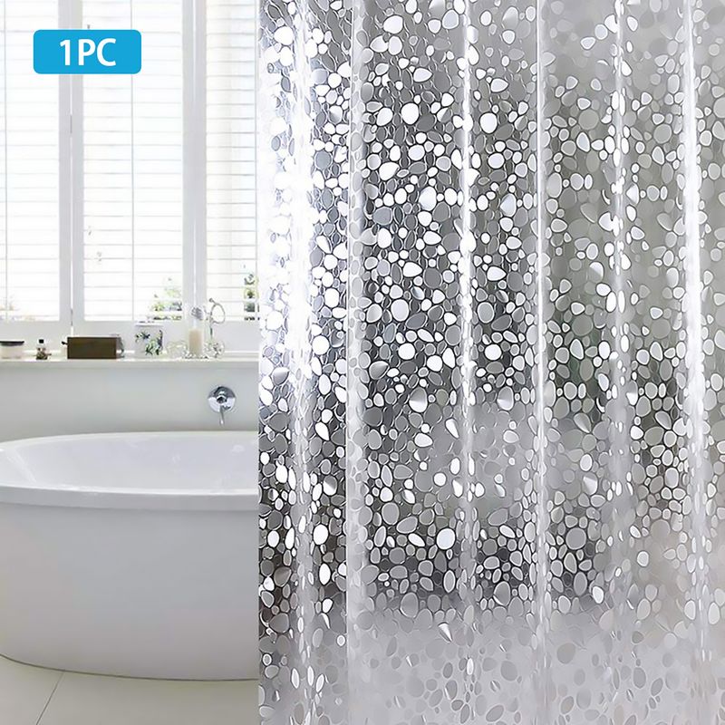 Anti-schimmel-duschvorhang 180 X 180 Cm, Wasserdicht, Aus Eva-material, Mit 12 Ringen Und Magnetischem Bodengewicht, Halbtransparent, 3d-steinmuster, Für Badewanne