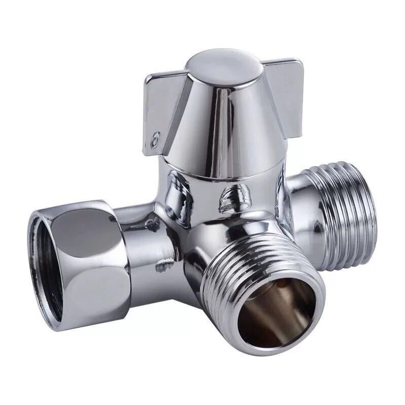 3-wege-umstellventil Für Dusche, Massives Messing, 12,7-mm-gewinde, Poliertes Chrom