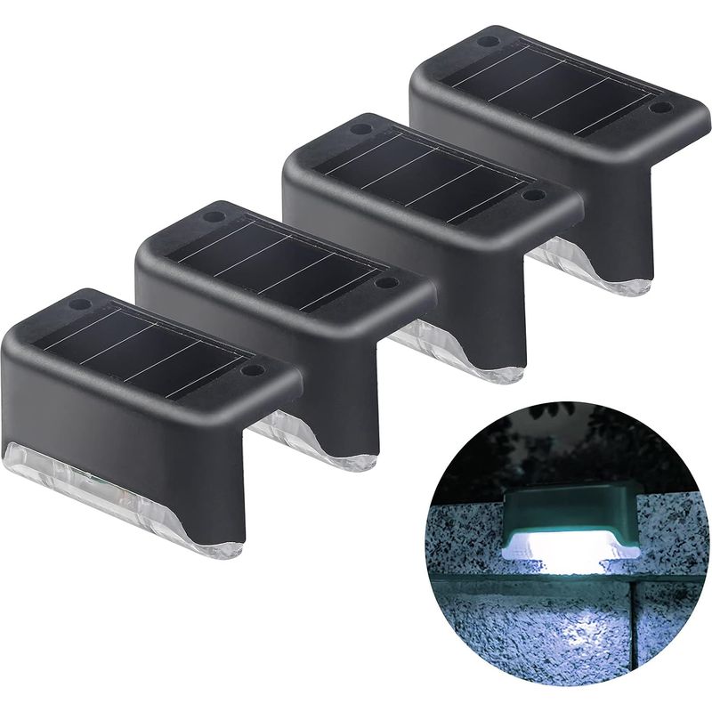 4er-set Solarleuchten, Wasserdichte Solarleuchten Für Gartendekoration, Solarzaunbeleuchtung, Led-solar-gartenleuchten Für Hof, Garten Und Treppe – Weiß