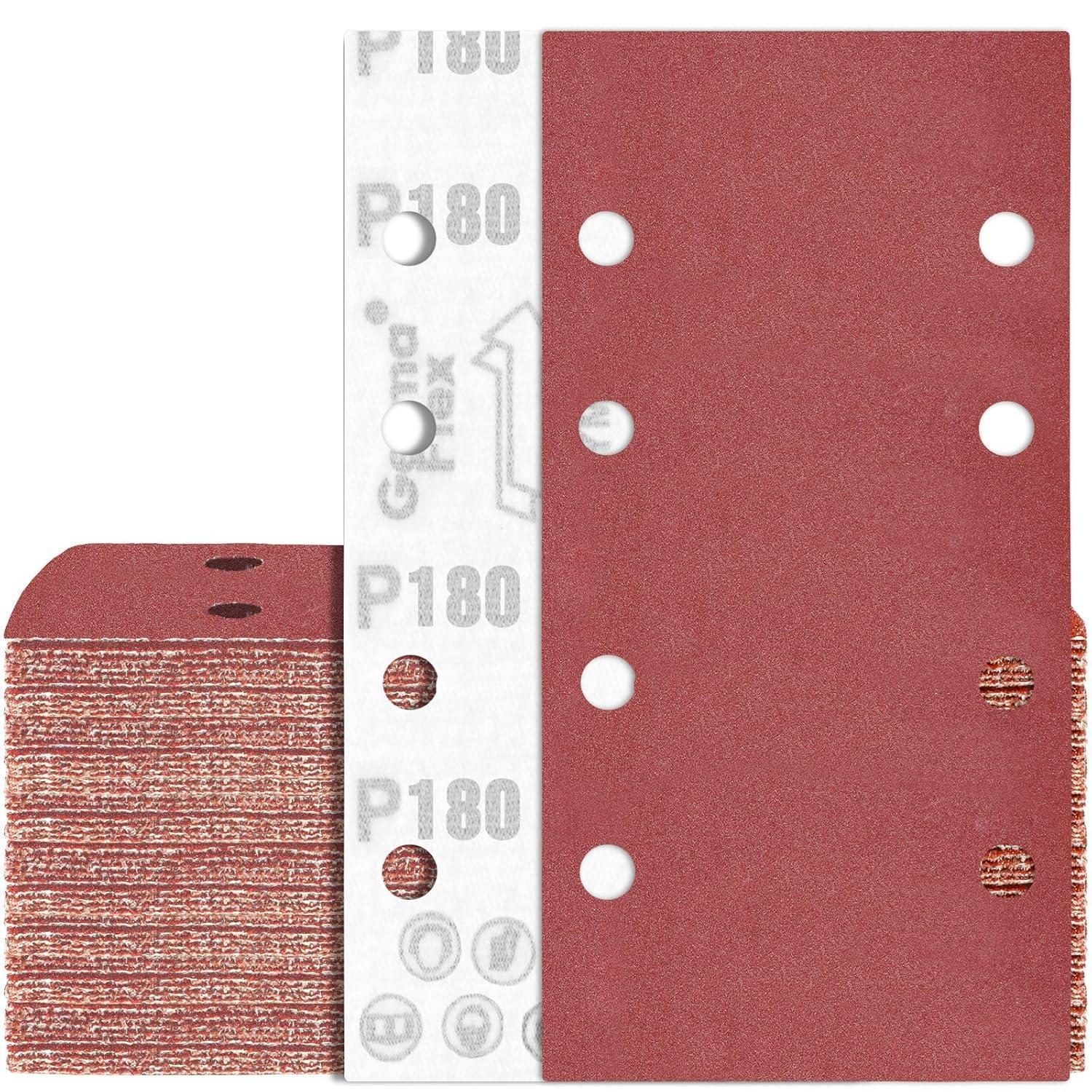 80 Stück Schleifpapier 93x185 Mm Klett P180 8-loch