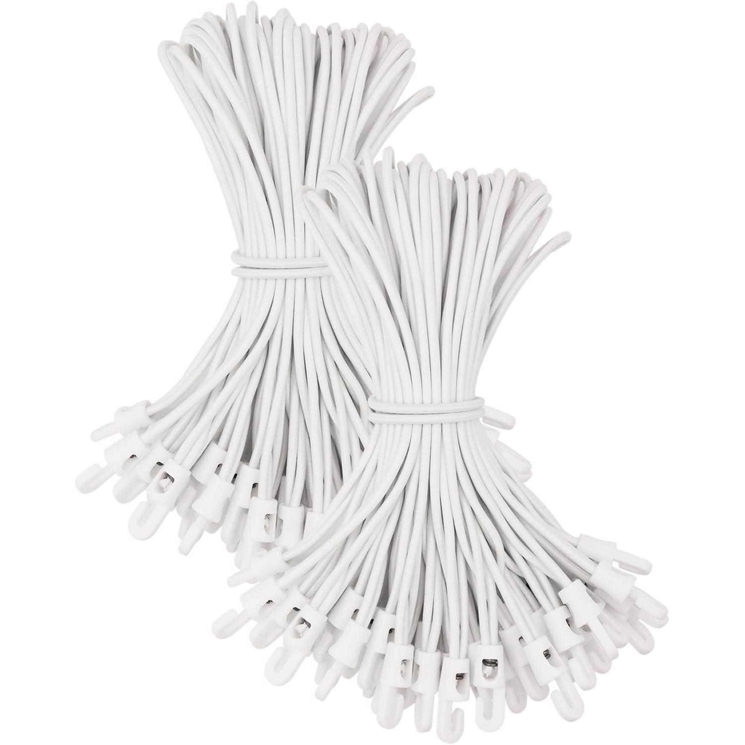 Spanngummis Mit Haken 100 Stück, 25 Cm, Weiß