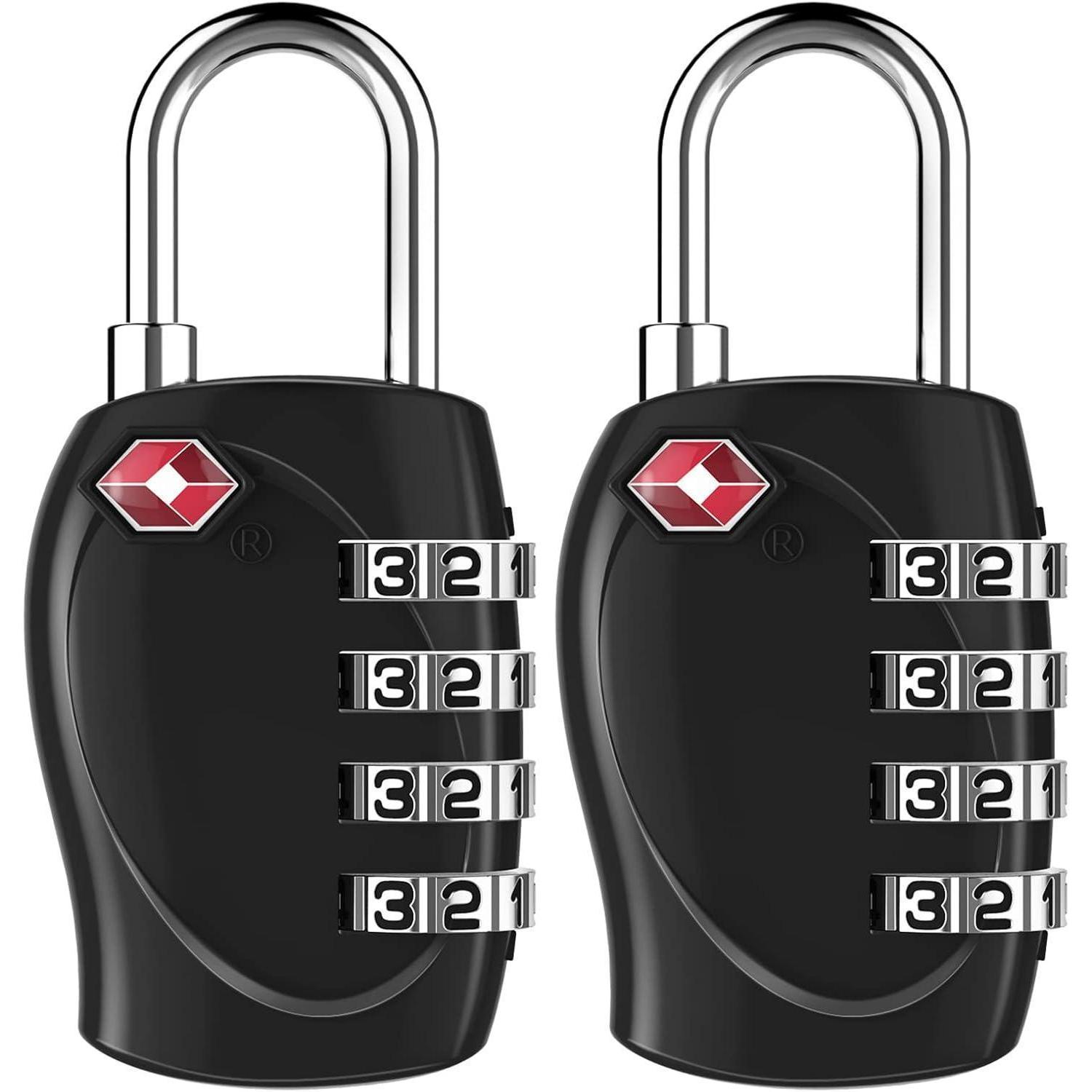 Tsa Zahlenschloss 4-stellig Für Koffer Und Rucksack, 2 Stück, Schwarz