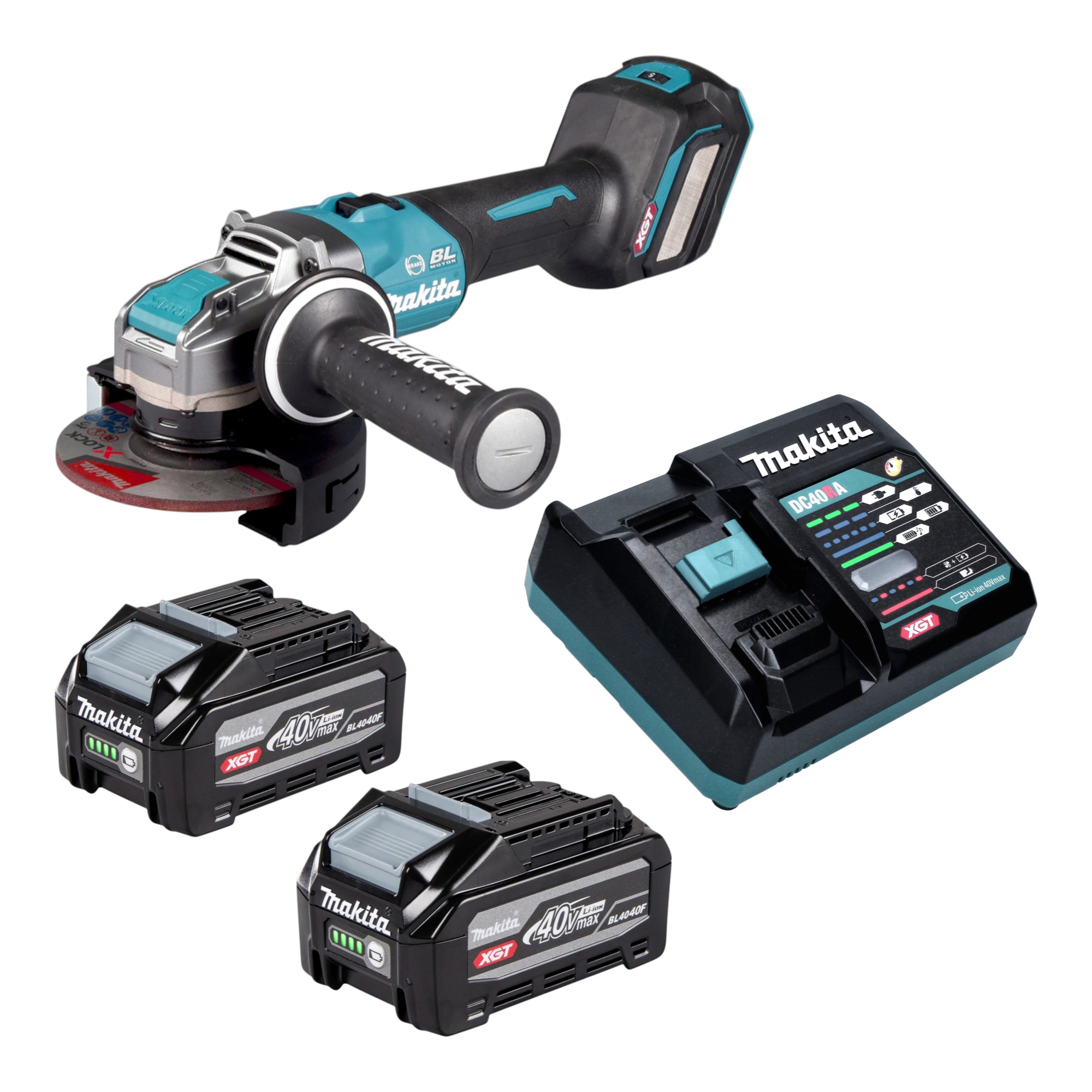 Makita Ga 041 Gu201 Akku Winkelschleifer 40 V Max. 125 Mm X-lock Brushless + 2x Akku 4,0 Ah + Ladegerät