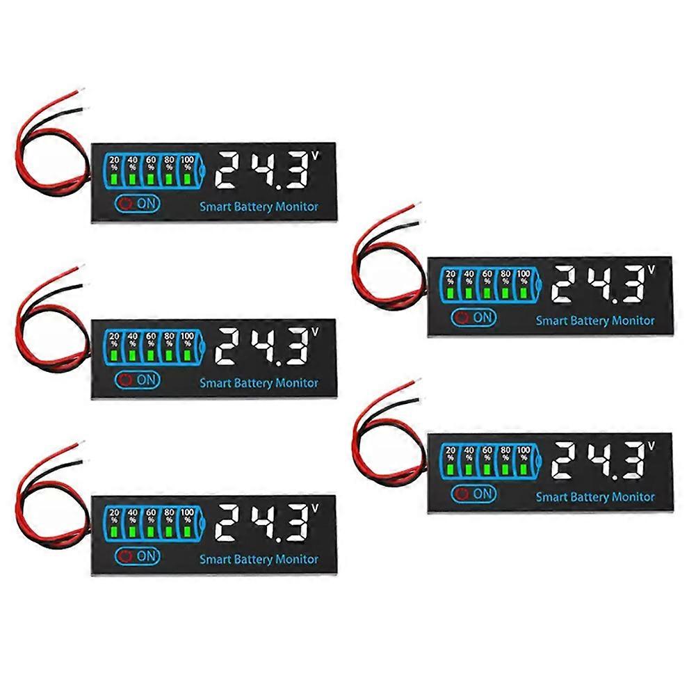 5 Einheiten – Ladeanzeige Für 7–40-v-li-ionen-/säure-/lithium-akkus – Digitale Led-anzeige – Voltmeter/kapazitätssensor A