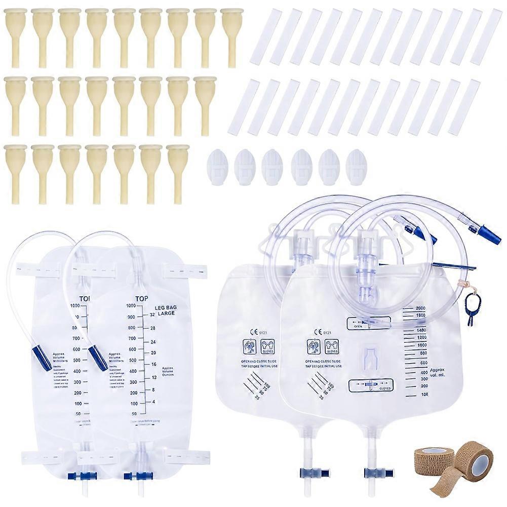Externes Katheterset Für Männer: 24 Harnkatheter, 6 Katheterstabilisierungsvorrichtungen, 4 Beutel, 2 Rollen Klebeband (30 Mm)