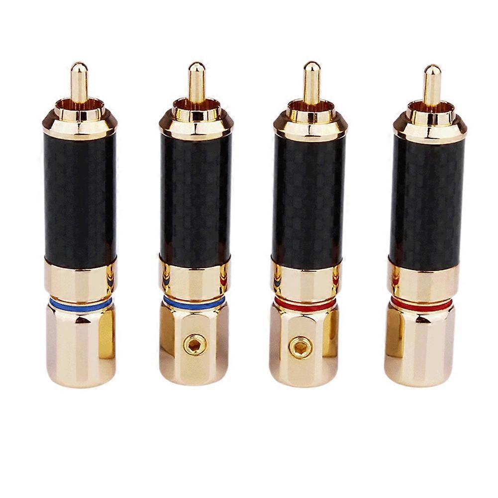 Set Aus 4 Rca Hi-fi-steckern Aus 24-karätig Vergoldeter Kohlefaser, Adapter Für Rca-klinkenkabel.