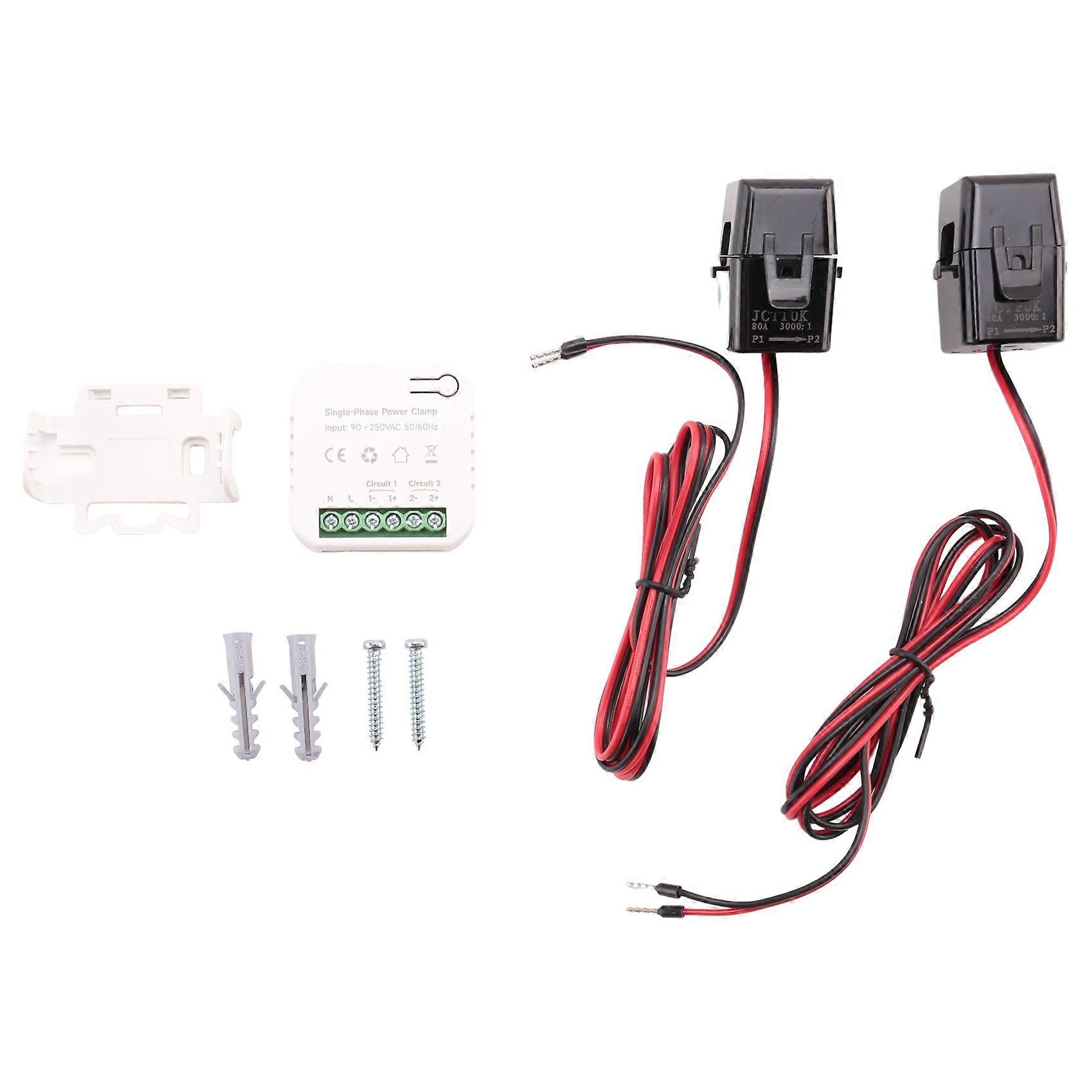 Tuya Smart Life Wifi 80a Energiezähler Mit Stromzange, Stromverbrauchserfassung (kwh), Stromstatistik, 2 Stromwandlern