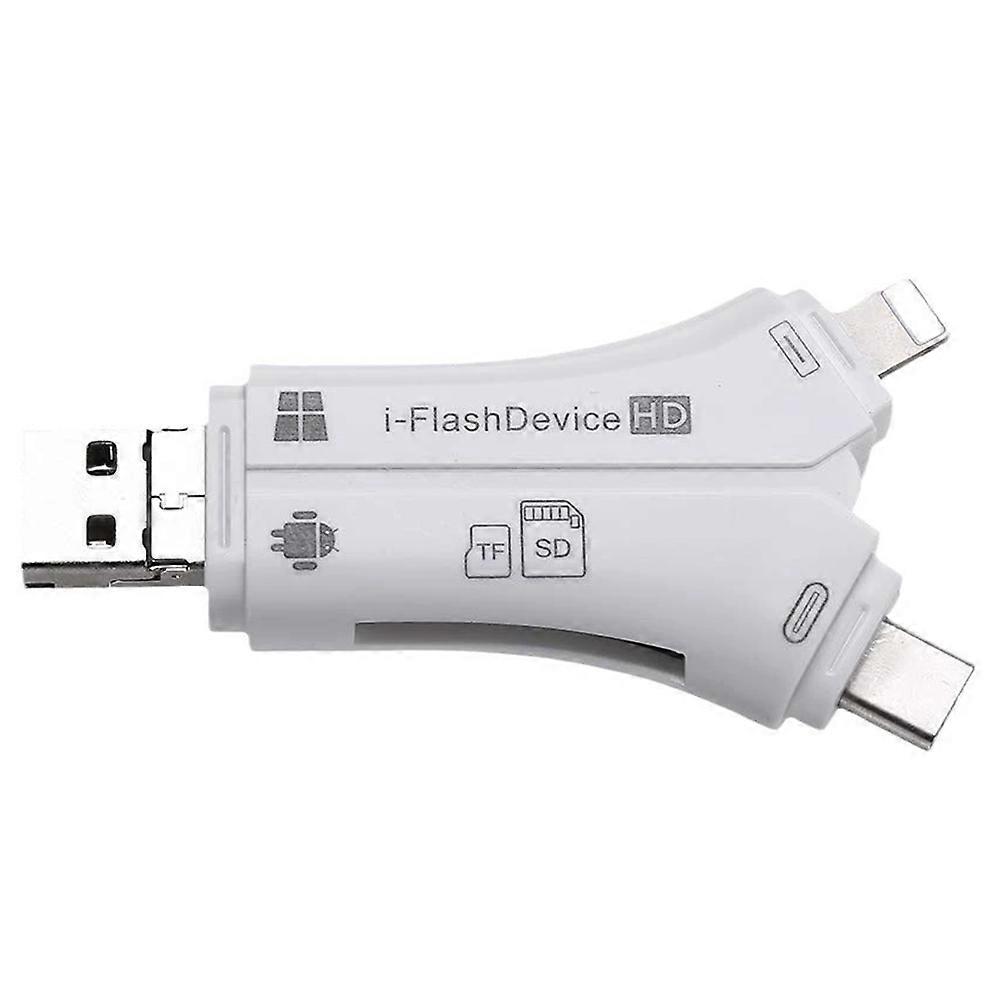 4-in-1 Multi-interface-kartenleser Usb 2.0 + Micro + Typ-c + Lightning Für Sd/tf-karten, Kompatibel Mit Android-handys Und Ipad (i-flashdevice).