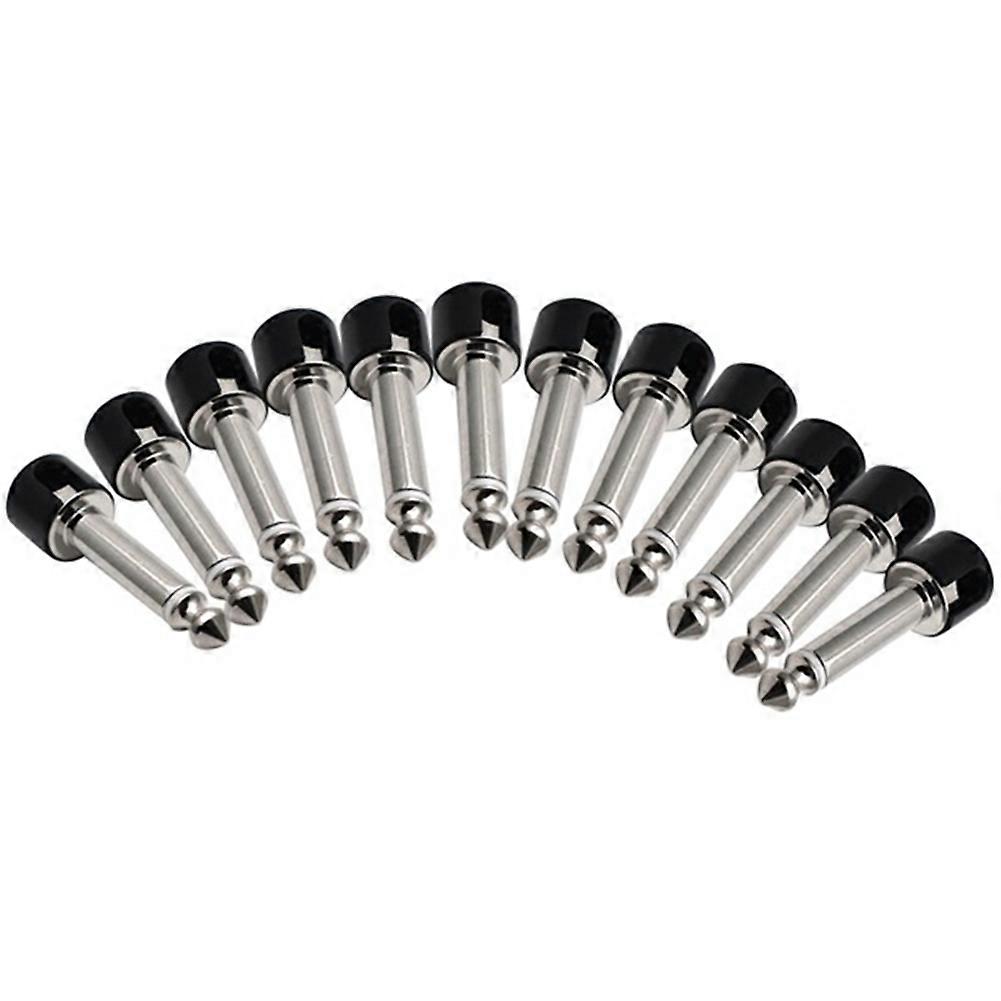Packung Mit 12 Lötfreien 6,35-mm-mono-audio-anschlüssen Für Gitarreneffekte, Schwarze Chromoberfläche.