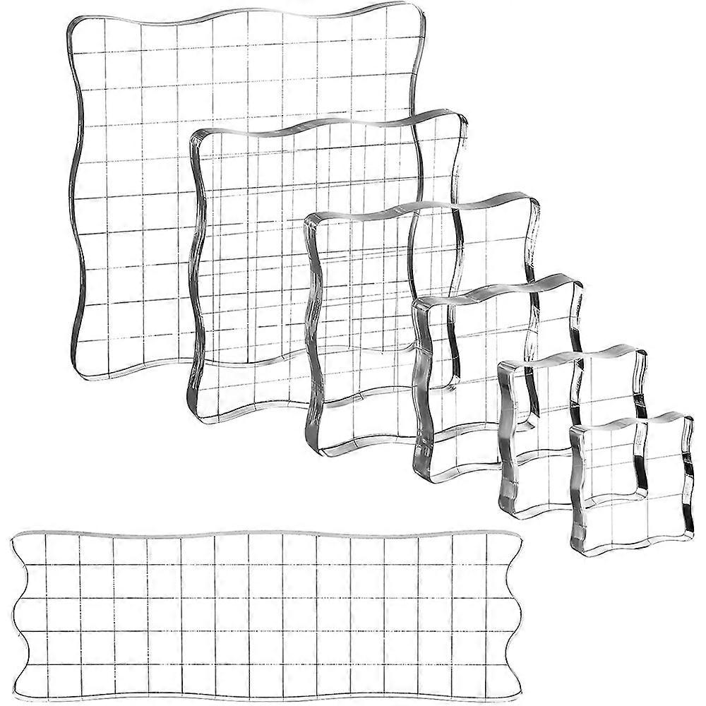 Set Mit 7 Transparenten Acryl-stempelkissen Mit Raster Für Scrapbooking, Karten Und Tagebücher.