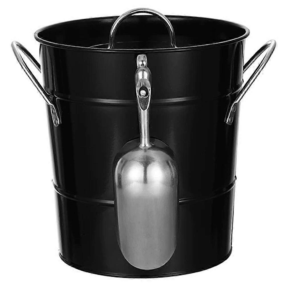 3,5-liter-eiskübel Aus Verzinktem Stahl Mit Schaufel, Deckel Und Tragegriffen Für Gartenpartys Und Grillfeste.