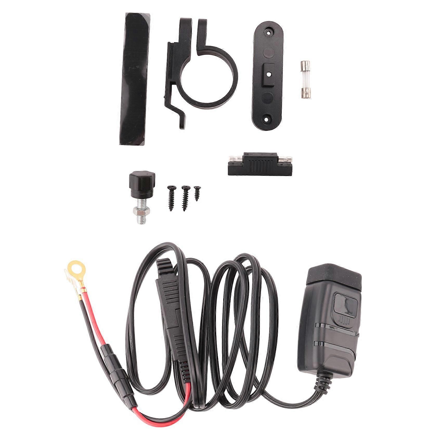 Wasserdichtes Qc3.0 Usb + Typ-c Motorradladegerät, Schnellladegerät, Motorrad-usb-stecker Mit Voltmeter (blau)