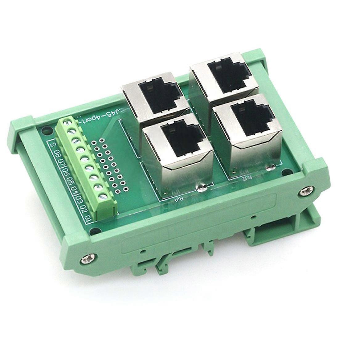4-poliger Rj45-8p8c-buchsen-auf-klemmenblock-adapter Für Leiterplatten, Rj45-ethernet-anschluss, Din-schienenmontage