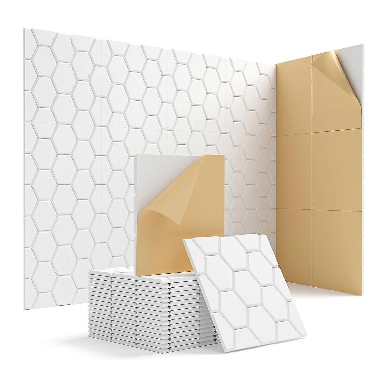 Packung Mit 15 Schalldichten Wandpaneelen, 30,5 X 30,5 X 1 Cm, Selbstklebend, Weiß