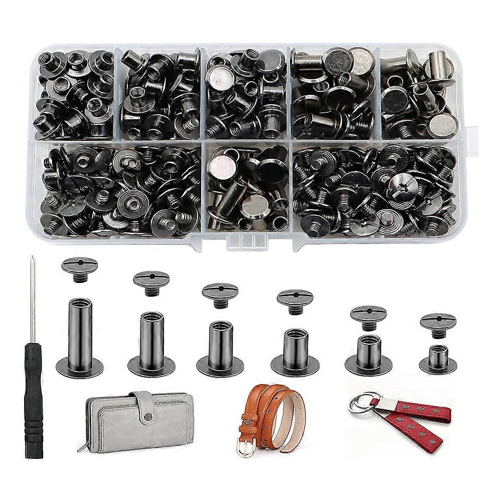 Set Mit 150 Verschiedenen Chicago-schrauben, 6 Größen, M5-rundkopfnieten Für Leder, Chicago-bindeschrauben Für Dekorationszwecke, Schwarz