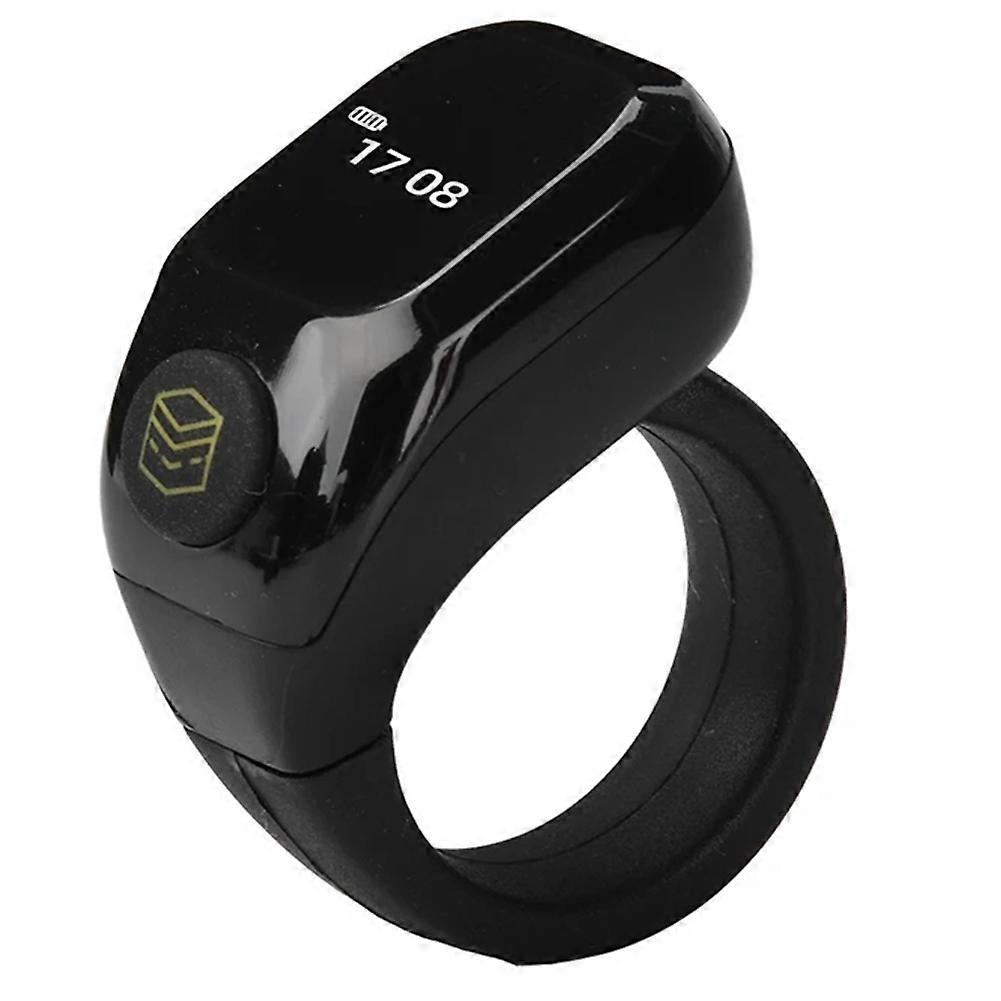 3-in-1 Bluetooth-ringzähler Mit Oled-bildschirm, Elektronischer Rosenkranzzähler Mit Austauschbarem Stab, Zum Beten (schwarz)