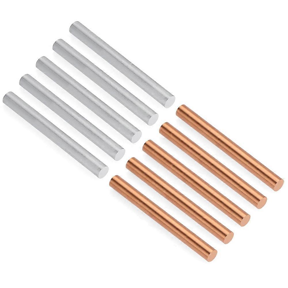 Packung Mit 10 Reinen, Verzinkten Kupferstangen, Runde Metallstangen Mit Einer Länge Von 100 Mm Und Einem Durchmesser Von 10 Mm Für Galvanisierungs- Und Metallbearbeitungsprojekte.