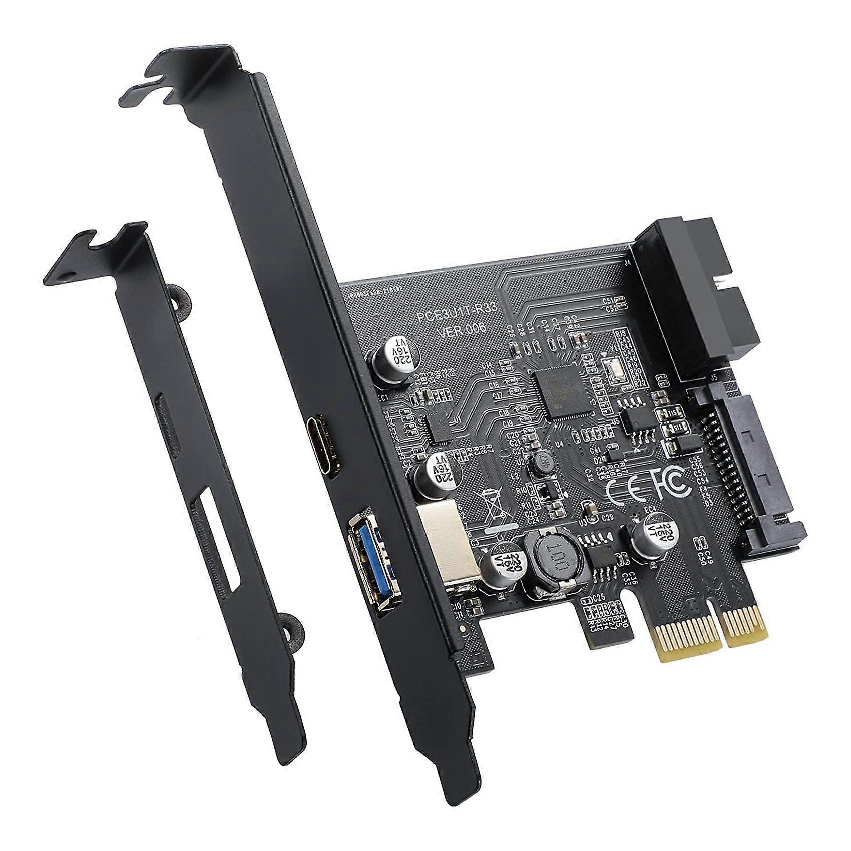 Pci-e 1x Auf Usb 3.2 Gen1 Usb 3.2 Typ-c Frontadapterkarte (2 Anschlüsse: Typ C + Typ A)