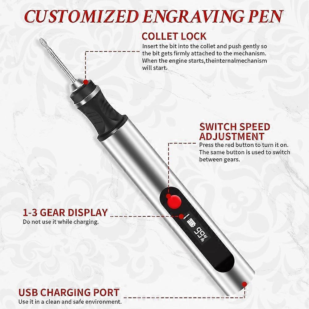 Kabelloser Gravierstift Für Künstler Und Heimwerker – Gravieren Auf Über 60 Oberflächen – Ideal Für Anfänger – 30 Spitzen