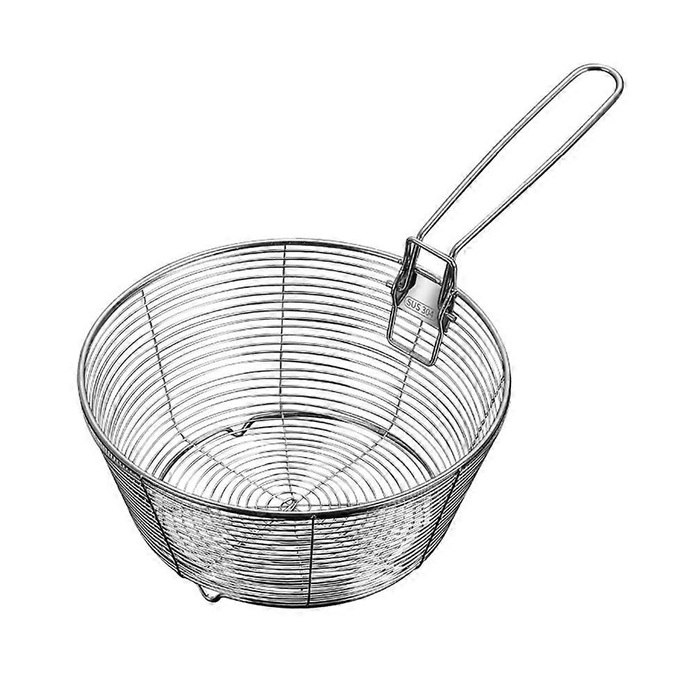 Feinmaschiger Abtropfkorb, Antihaftbeschichteter Boden, Klappbarer Griff, Hitzebeständig, Rostfrei, 26 Cm