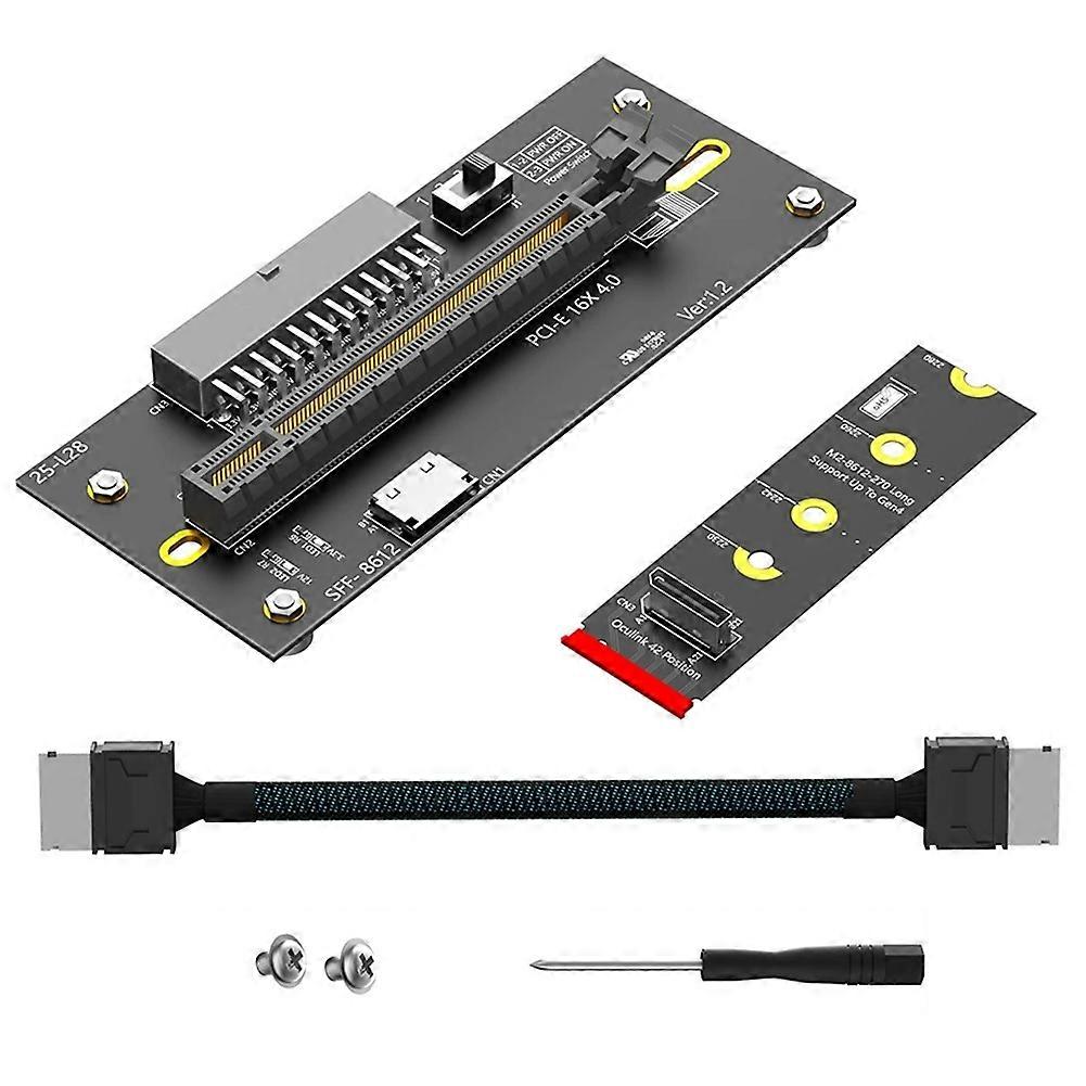M.2-zu-pcie-4.0-x16-riserkabel Mit Oculink Sff-8612/8611 32 Gbit/s Für M.2-ssds, M-key, 2242, 2260, 2280, 24-pin-atx-netzteil