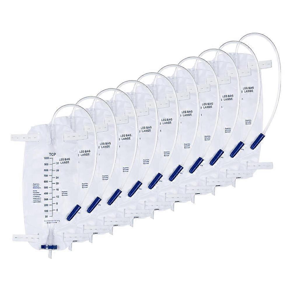Packung Mit 10 Sterilen 1000-ml-beindrainagebeuteln, Professionelle Urinbeutel Mit Rückflussventil Für Männer Und Frauen