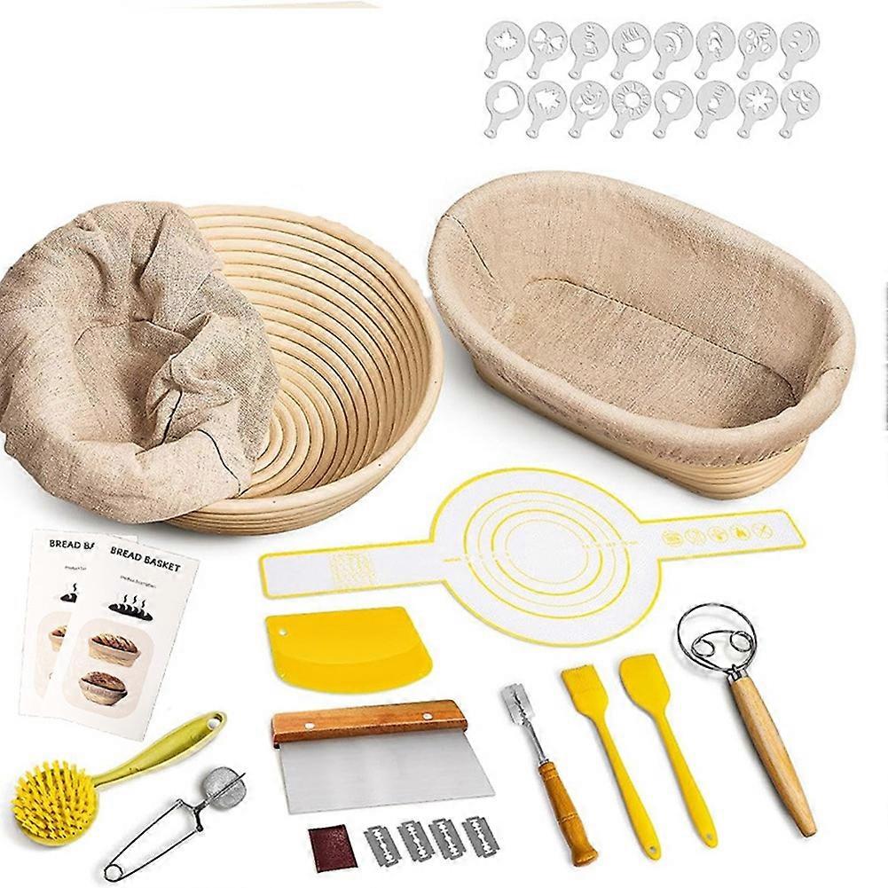 Sauerteig-starterset, Set Mit Gärkörben Für Gärbrot, Utensilien Und Zubehör Zur Herstellung Von Sauerteigbrot