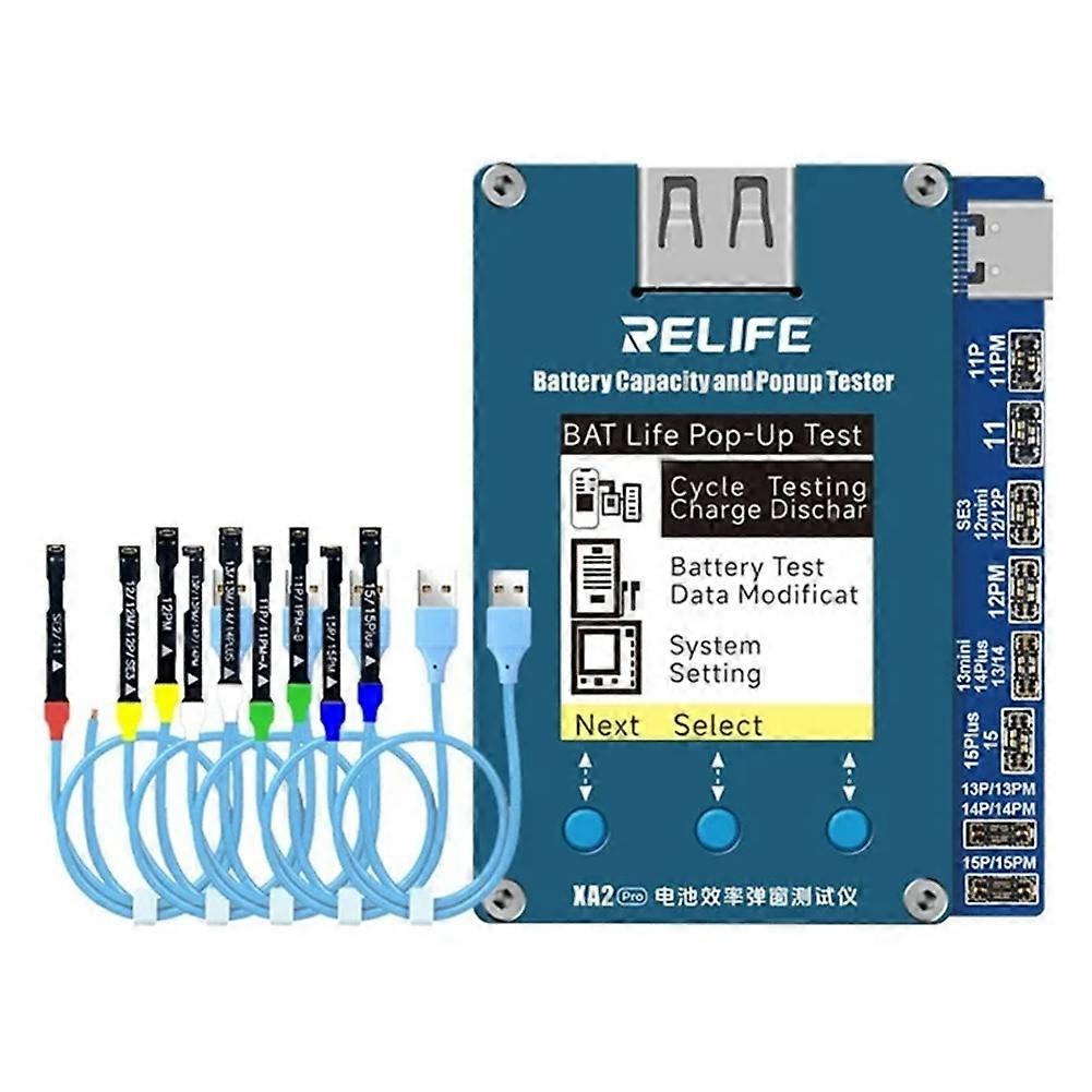 Relife Xa2 Pro Akku-effizienztester (pop-up-display) – Ip11-15-kompatibel – Kabellos – Platineneffizienz: 100 % – Datenreparatur