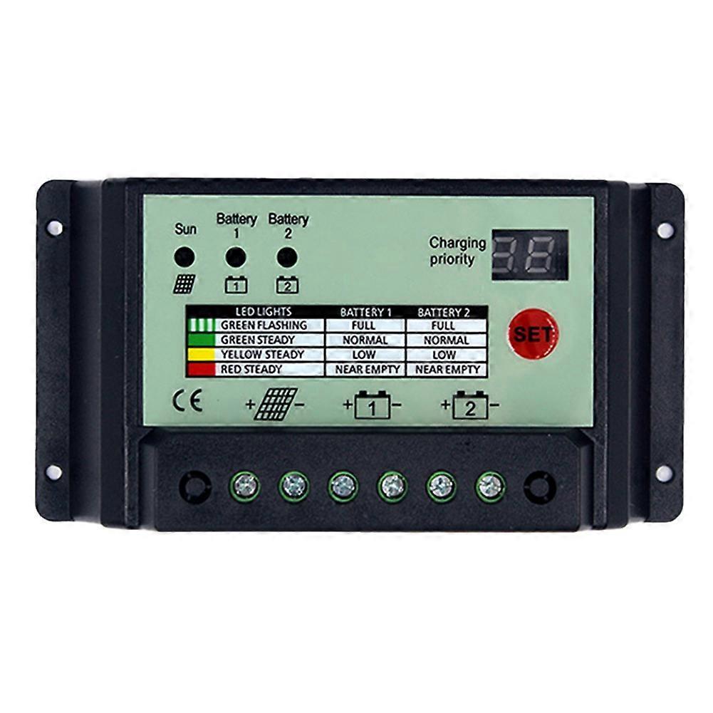 12v 24v Dual-batterie-pwm-solar-laderegler Für Batteriesysteme, Stromverteiler, Regler Und Ladegerät (20a)
