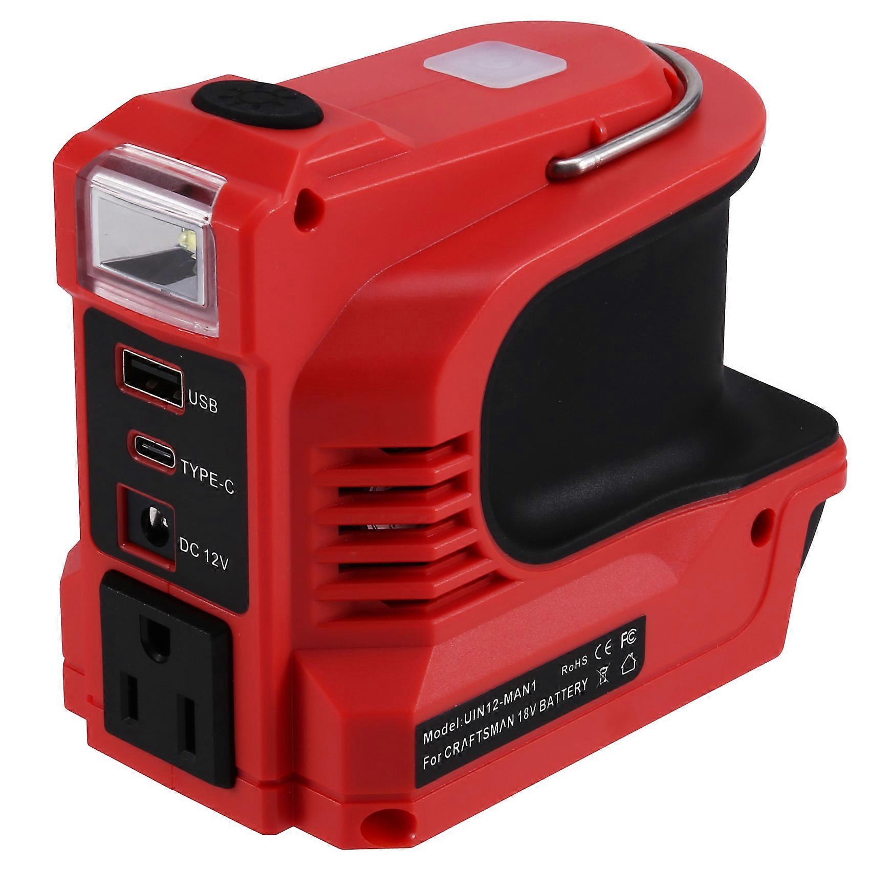 Tragbarer 180-w-netzadapter Mit Stromwandler Für Craftsman 20v Dc Auf 110v Ac-batterie, Usb- Und Typ-c-kompatibel (us-stecker).