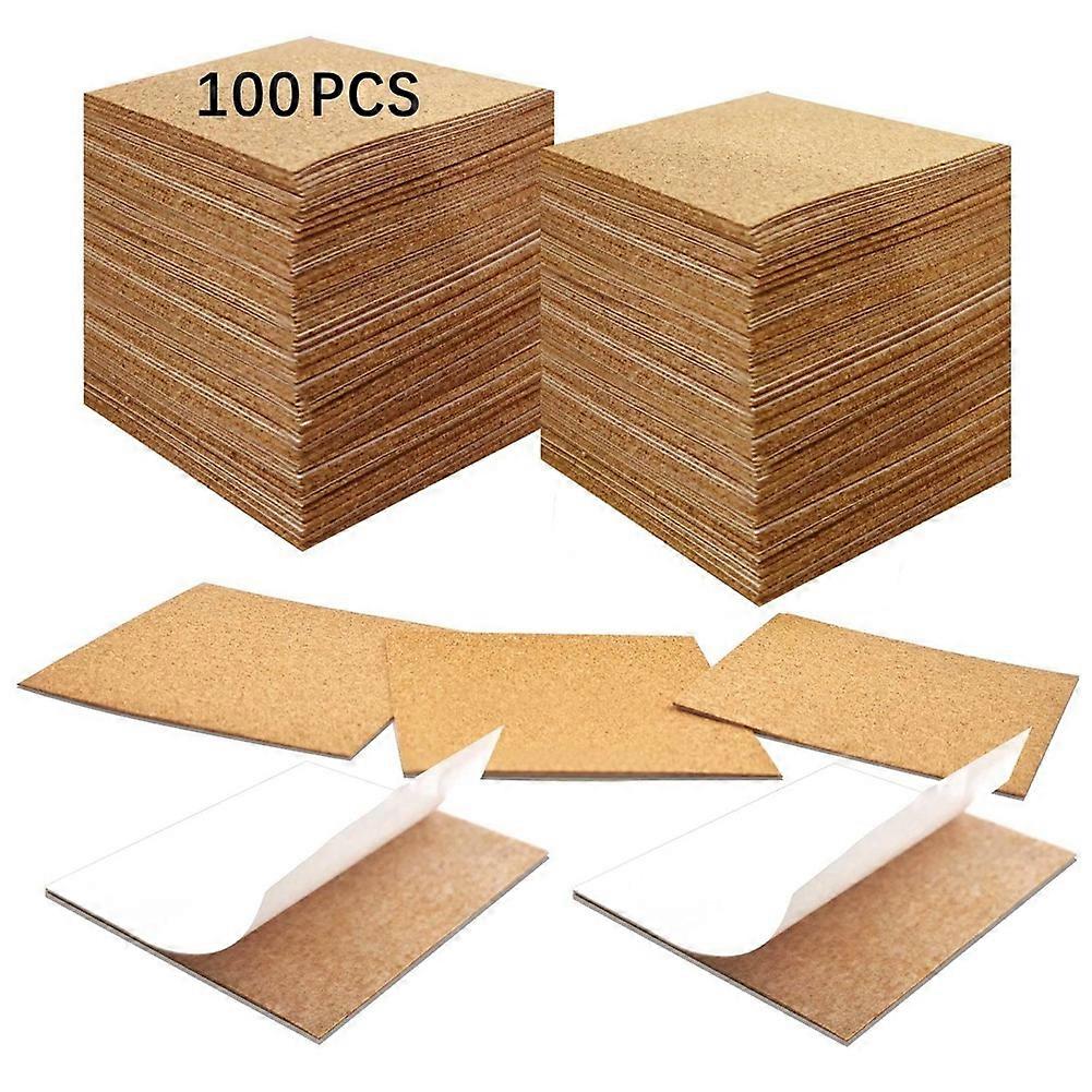 Packung Mit 100 Selbstklebenden Korkuntersetzern, 10 X 10 Cm Große Korkquadrate Mit Kleberückseite.