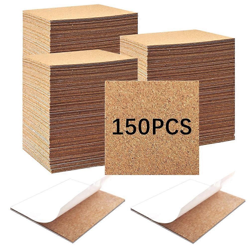Packung Mit 150 Selbstklebenden Korkuntersetzern, 10 X 10 Cm Große Korkquadrate Mit Kleberückseite.