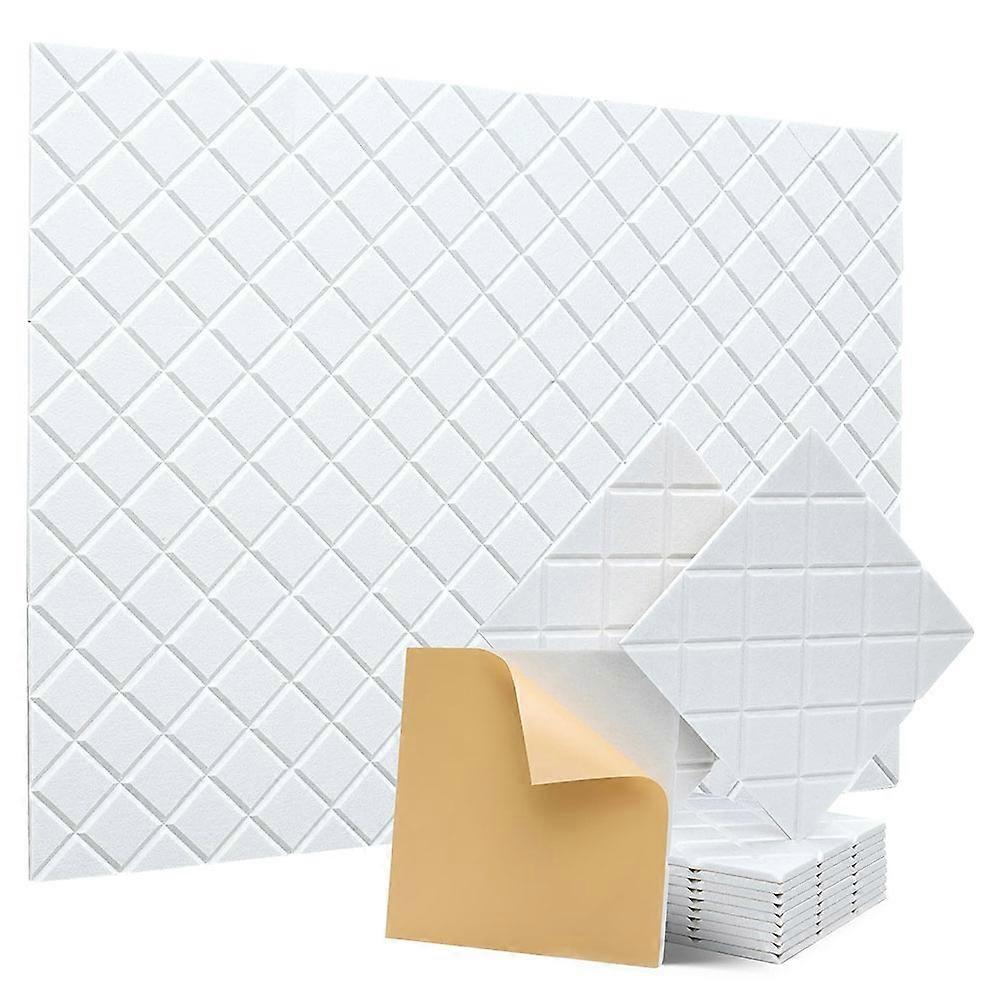 Packung Mit 12 Selbstklebenden Akustikpaneelen, Schallabsorbierende Schaumstoffpaneele 30,5 X 30,5 X 1 Cm, Schallabsorbierende Wandfliesen, Weiß