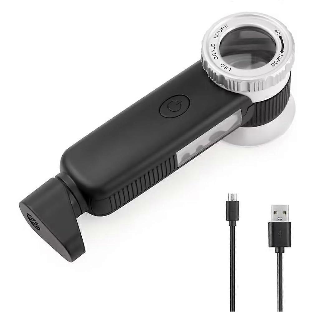 30-fache Juwelierlupe Mit 7 Leuchten, Usb-wiederaufladbarem Faltvergrößerer Und Integrierter Taschenlampe Zur Jade-begutachtung