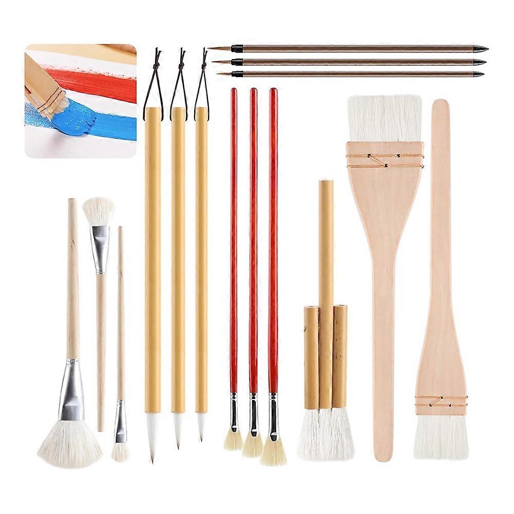 Set Mit 15 Glasurpinseln Für Keramik - Malwerkzeuge Für Acryl, Aquarell Und Keramik
