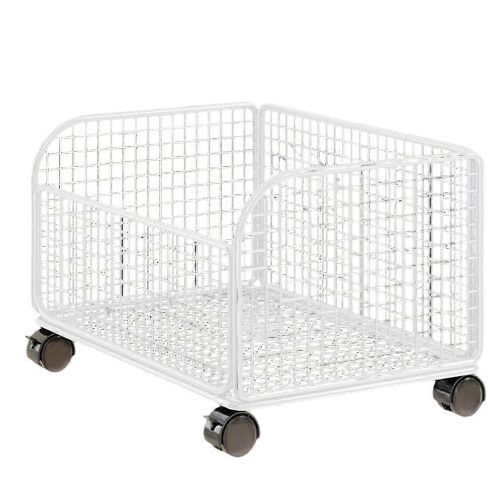 Mobiler Aufbewahrungswagen Aus Netzgewebe Mit Feststellbaren Rollen, Ideal Für Kleine Räume (weiß).