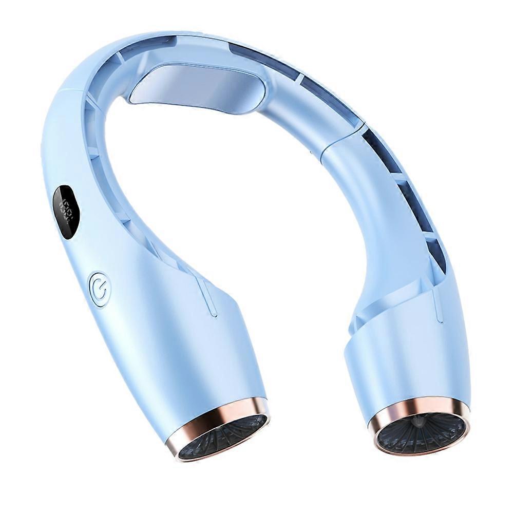 Tragbarer Nackenventilator Mit Festkörpertechnologie, 4000 Mah Akku, 360°-drehung Für Die Kühlung Im Freien, Blau